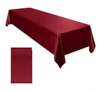 Rectangle Satin Tablecloth 145 X 260 Cm - Water-Resistant Polyester Table Cover for Wedding Banquet Christmas Party Dining Tables (Black/White/Silver/Gold/Red)(Wine red)
