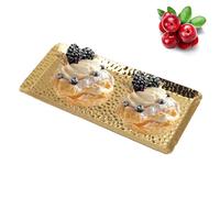 Rectangle Serving Tray Stainless Steel Food Tray,Commercial Dishes Tray,Dishwasher Safe for Coffee Water Cups Fruit,for Home Restaurant(Gold)
