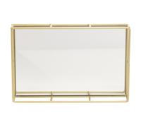 (Rectangle) Set of 2 Metal Gold Decorative Mirror Trays Vanity Perfume Decor Candle Holders