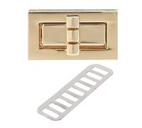 Rectangle Shape Clasp Turn Lock Twist Locks DIY Leather Handbag Bag Hardware(Gold)