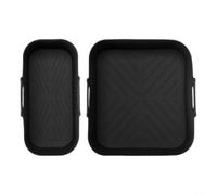 Rectangle Silicone Air Fryer Liner Double Set Nonstick Heat-Resistant Silicone Insert for NA350 Airfryer Accessories Enhanced Airflow Oil Drainage(black)