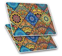 Rectangle Stickers (Set of 2) 10cm - Boho Tile Pattern Indian Mandala Fun Decals for Laptops,Tablets,Luggage,Scrap Booking,Fridges, #21275