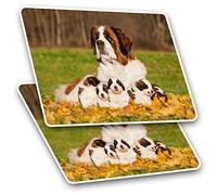 Rectangle Stickers (Set of 2) 10cm - St Bernard Dog Puppies Puppy Cute Fun Decals for Laptops,Tablets,Luggage,Scrap Booking,Fridges, #24135