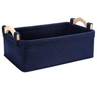 KWLET Rectangle Storage Baskets Navy Blue Storage Baskets Soft Decorative Storage Baskets Nursery Storage Basket Bins for Books Magazines Album Dog Toys Bra Socks Storage Bins Baskets