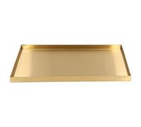 Rectangle Storage Tray, Metal Gold Plate, Stainless Steel, 30.2x20.2x1.5cm - Durable Mirror Finish, Modern Design, Home and Office Organizer