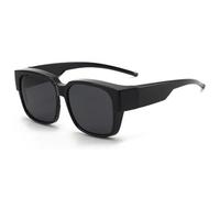 Rectangle Sunglasses for Women and Men,Square Wrap Around Shades Shiny Black Sunglasses for Driving Outdoor