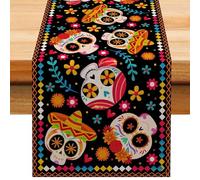 Rectangle Table Cloth - Soft Decorative Mexican Table Runner | Rustic Linen Tablecloth Mexican Theme Party Supplies Day of the Dead Altar Decorations for the Life