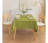 Rectangle Table Cloth Wipe Clean 140x200 cm Water Resistant Faux Linen tablecloth Dining Table Cover for Kitchen Indoor Outdoor green