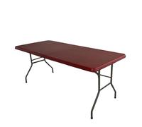 Rectangle Table Cover Wipeable Fitted Tablecloth Table Protector for Dinning Room Kitchen Party Picnic Patio Tabletop (Wine red,244x75cm)