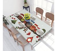 Rectangle Tablecloth 122x76cm For 4ft Dining Table Protector - Cute Christmas Owls On Branch Printed Elastic Edged Table Cover Wrinkle Free Table Decoration Table Cloth