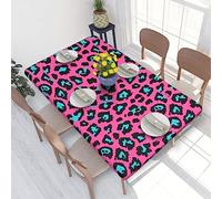 Rectangle Tablecloth 122x76cm For 4ft Dining Table Protector - Cute Turquoise Leopard Printed Elastic Edged Table Cover Wrinkle Free Table Decoration Table Cloth