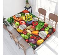 Rectangle Tablecloth 122x76cm For 4ft Dining Table Protector - Fresh Fruits And Vegetables Printed Elastic Edged Table Cover Wrinkle Free Table Decoration Table Cloth