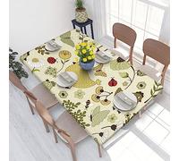Rectangle Tablecloth 122x76cm For 4ft Dining Table Protector - Yellow Leaves Chicken Printed Elastic Edged Table Cover Wrinkle Free Table Decoration Table Cloth