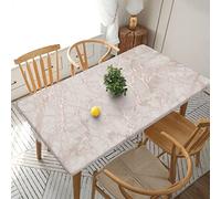Rectangle Tablecloth 152x76cm For 5ft Dining Table Protector - Rose Gold Marble Printed Elastic Edged Table Cover Wrinkle Free Table Decoration Table Cloth