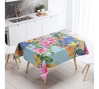 Rectangle Tablecloth, Chickwin Rose 3D Pattern Home Decoration Stain Resistant Dust-Proof Waterproof Reusable Polyester Table Cover for Party Dining Tables (Bird,60x60cm)