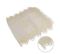 Rectangle Tablecloth Featuring Embroidered Floral Patterns and Crochet Lace Border for Tea Table Living Room Decor (White)