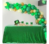 Rectangle Tablecloth Green Sequin Tablecloths Shiny Table Cover Topper Dresser Scarf for Spring Wedding Shower Party Supplies-90x90inch