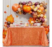 Rectangle Tablecloth Sequin Fabric Linen: Glitter Fabric 6ft Long Table Cloth for Wedding Party Dining Banquet Christmas Holiday Decoration, Bronze 60x102 inch