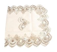 Rectangle Tablecloth with Embroidered Lace Design for Western Tea Table, Vintage Hollow Carved Polyester Dust Cover for Kitchen Dining & Bar Use, 50 x 100 cm(Gray)