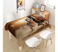 Rectangle Tablecloths Waterproof Dust-Proof 3D Table cloth, Treer Wipeable Polyester Table Cover Horse Animal Printing Table Protector for Kitchen Dining Party Indoor Outdoor (Steed,140x220cm)