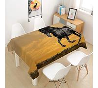 Rectangle Tablecloths Waterproof Dust-Proof 3D Table cloth, Treer Wipeable Polyester Table Cover Horse Animal Printing Table Protector for Kitchen Dining Party Indoor Outdoor (Dusk,140x200cm)