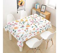 Rectangle Tablecloths Waterproof Dust-Proof Table Cloth, Treer Wipeable Polyester 3D Table Cover with Small Floral Printed Table Protector for Kitchen Dining Room Party (Golden love,90x90cm)