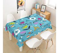 Rectangle Tablecloths Waterproof Dust-Proof Table Cloth, Treer Wipeable Polyester 3D Table Cover with Small Floral Printed Table Protector for Kitchen Dining Room Party (Blue lotus,140x240cm)