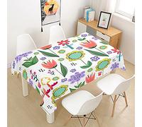 Rectangle Tablecloths Waterproof Dust-Proof Table Cloth, Treer Wipeable Polyester 3D Table Cover with Small Floral Printed Table Protector for Kitchen Dining Room Party (Yellow sunflower,60x60cm)