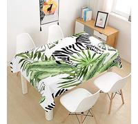 Rectangle Tablecloths Waterproof Dust-Proof Table cloth, Treer Wipeable Polyester Table Cover 3D Tropical Plants Printed Table Protector for Kitchen Dining Indoor Outdoor (Zebra,140x220cm)