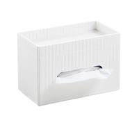 Rectangle Tissue Box Holder, PU Leather Double-Layer Decorative Organizer Tissue Holder for Bathroom, Bedroom, Living Room, Office (White)