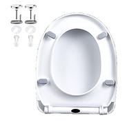 Rectangle Toilet Seat with Cover, White Square Toilet Seat Slow-Close, Toilet Seats Quick-Release for Easy Cleaning, Square Toilet Lid,04F 36 * 47cm