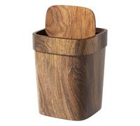 Rectangle Trash Can, 12L Retro Wood Grain Rubbish Bin, Space-Saving Trash Can With Swing Lid For Home, Bedroom, Office, Bathroom, Living Room, Kitchen, 22.1x26.6cm / 8.7x10.47in