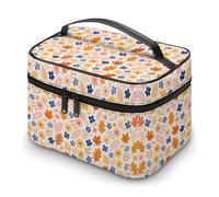 Rectangle Waterproof Cosmetic Bag Floral Prints Large Travel Toiletry Organizer with Zipper Makeup Pouch for Women and Men (Flowering Plants D)