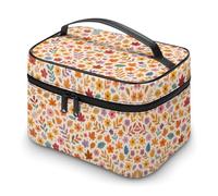 Rectangle Waterproof Cosmetic Bag Floral Prints Large Travel Toiletry Organizer with Zipper Makeup Pouch for Women and Men (Flowering Plants H)