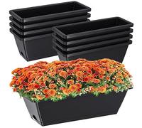 Rectangle Window Boxes Planters 8pcs, 17 Inches Long Window Sill Planter Box Outdoor, Plastic Rectangular Window Flower Box Indoor, Herb Pots with Drainage Holes and Trays for Garden Windowsill