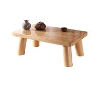 Rectangle Wood Coffee Table Unique Tatami Tea Table Mid Century Modern Low Table Retro Bay Window Table(Beige,60x35x22cm)