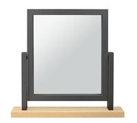 Rectangle Wood Dressing Table Mirror, Midnight Grey Oak 48x44cm, Two Tone Freestanding Tabletop Mirror