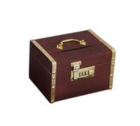 Rectangle Wooden Money Savings Tank, Chinese Style Password Lock Jewelry Storage Box Compact Money Case(Hemming)