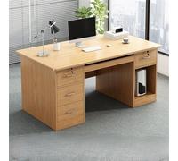 Rectangle Writing Desk in Wood, Pedestal, Drawer and Built-In Office Cabinet Computer Table Desktop Student Rental Bedroom Simple Study Natural With 4 Drawers 47.2"L x 23.6"W 29.5"H