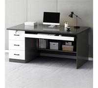 Rectangle Writing Desk in Wood, Pedestal, Drawer and Built-In Office Cabinet Computer Table Desktop Student Rental Bedroom Simple Study Gray-White With 3 Drawers 47.2"L x 23.6"W 29.5"H