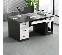 Rectangle Writing Desk in Wood, Pedestal, Drawer and Built-In Office Cabinet Computer Table Desktop Student Rental Bedroom Simple Study Gray-White With 4 Drawers 47.2"L x 23.6"W 29.5"H