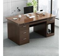 Rectangle Writing Desk in Wood, Pedestal, Drawer and Built-in Office Cabinet Computer Table Desktop Student Rental Bedroom Simple Study Brown with 4 Drawers 47.2" L x 23.6" W 29.5" H