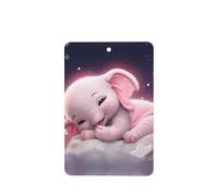 Rectangle WZYWHJ Cute Baby Elephant Sleeping Pink Moon prints Car Fragrance 6-piece Set Hanging Fragrance Card Car Air Freshener