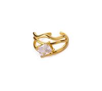 Rectangle Zircon Rings for Women Opening Stainless Steel Ring 2024 Trend Couple Wedding Ring Waterproof Jewelry