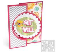 Rectangluar Frame Embossed Flower Circle Dies for Card Making Hi Well Get Soon So Sorry Words Metal Cutting Dies for Scrapbooking Paper Crafting Stencil Die Cuts Template Mould Handmade Crafts