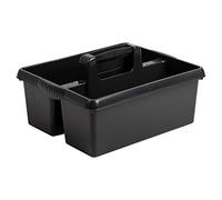 Rectangular 2-Compartment Large Portable Kitchen Cleaning Organizer Carry Caddy Tidy with Handle - Great for Store, Garage, Garden, Office - Midnight Greyish, Kitchen Caddy
