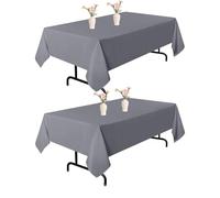 Rectangular 240x200 cm Tablecloth Waterproof Stain-Resistant Polyester Linen Look Grey Dining Table Cover Perfect for Home Parties & Events