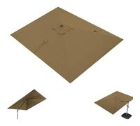 Rectangular 3x4m Replacement Canopy for Offset Patio Umbrella, Waterproof Outdoor Shade Cover with Air Vent, 8 Ribs, Khaki Color - Ideal for Garden Use