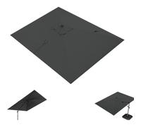Rectangular 3x4m Replacement Canopy for Outdoor Umbrella, Waterproof Garden Sunshade Cover with Air Vent, 8 Ribs, Grey Color - Perfect for Patio & Deck Use