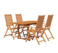 vidaXL 5 Piece Garden Dining Set Solid Wood Acacia 120-170 cm